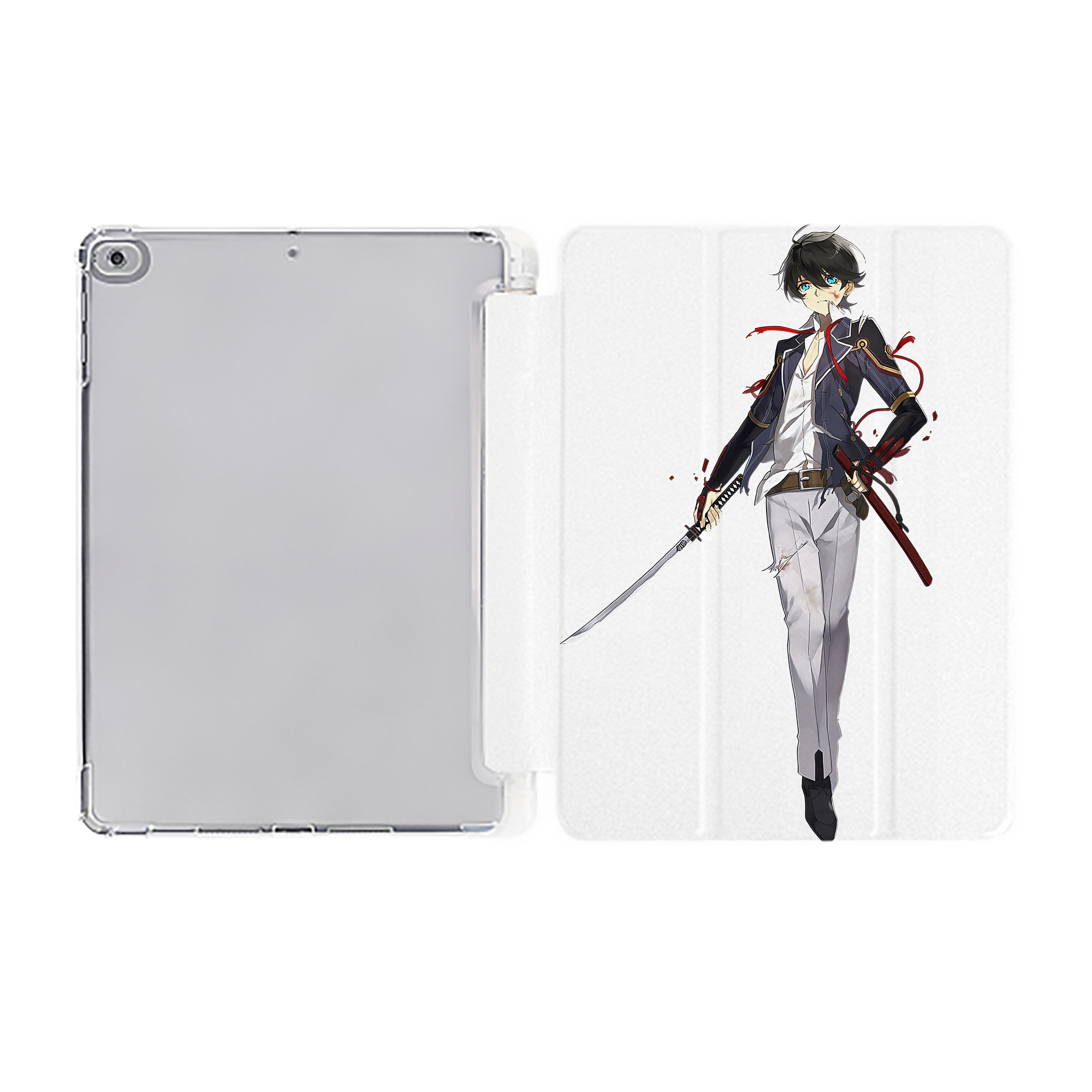（画像用） 刀剣乱舞 Touken Ranbu IPad ケース ペン収納付き 三つ折りスタンド PUレザー×シリコン 対応機種9.5/10.5/10.9インチ